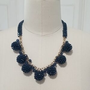 Talbots Blue Beaded Statement Necklace